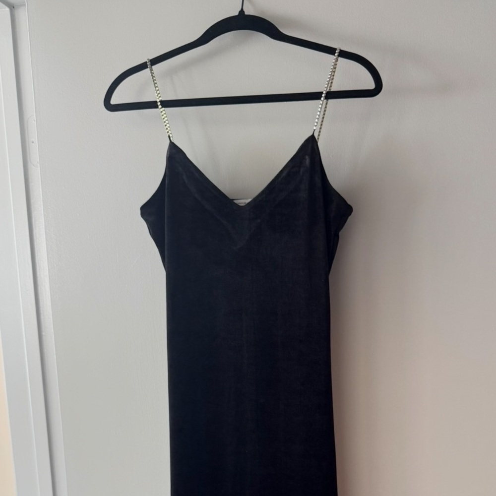 & Other Stories Black Velvet Strap Dress - Picture 3 of 5